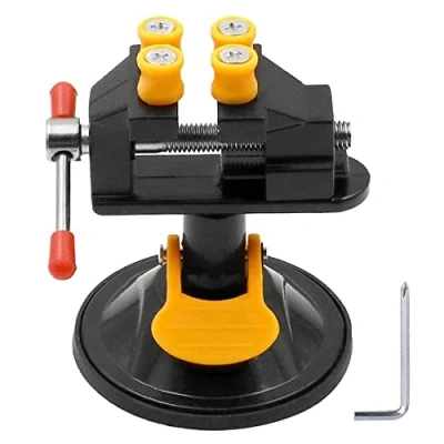 Image of Universal Mini Table Bench Screw Clamp Engraving Vice 360 Rotatable Adjustable Vise Suction Cup Base for Jewelry Watch Walnut
