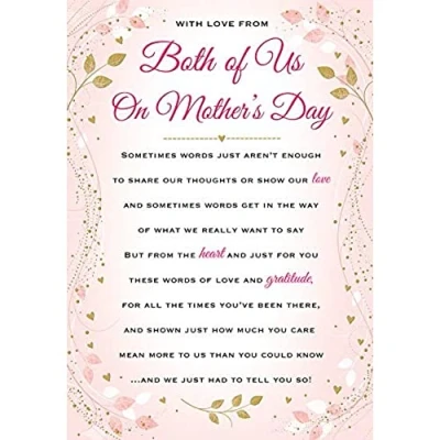 Image of Piccadilly Greetings Traditional Mother&#039;s Day Card from Both of US 9 x 6 inches Regal Publishing
