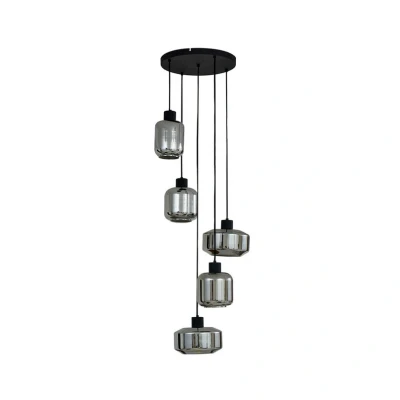 Image of Lindby pendant light Hildur, Ø 35 cm, smoke grey, glass, E27
