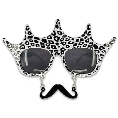 Image of Pohotobooth Props Ltd Leopard Print Crown Fun Sunglasses With Moustache