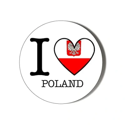 Image of I LOVE POLAND FLAG HEART SHAPED DESIGN 38mm Round Fridge Magnet