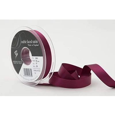 Image of Berisfords Double FACE Poly Satin Ribbon, Wine, 15 mm