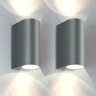 Image of Kerry Outside Wall Lights, Outdoor Lights Main Powered, Up and Down Grey Anthracite Modern Lamp, Gu10 External Sconce IP44 Garden Lighting, Mounted Fixtures for Front Door, Porch 2 Pack