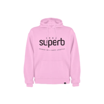 Image of Superb Mens Sudadera Capucha Icon Sweatshirt Pink Cotton Size Medium
