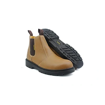 Image of Workforce Mens Genuine Leather Twin Gusset Slip On Steel Toe Cap S1 Safety Dealer Boots UK 7 13 (Honey, Numeric_10)