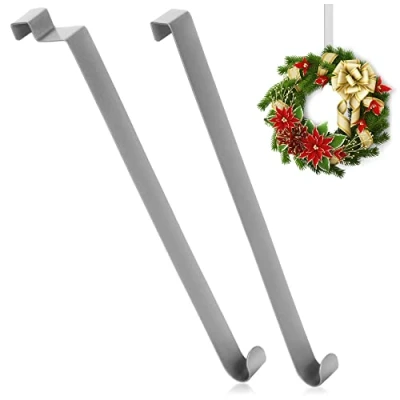 Image of com four® 2x door hooks made of stainless steel 26 cm for wreaths and decorations Hanger apartment doors inside outside Coat hanging