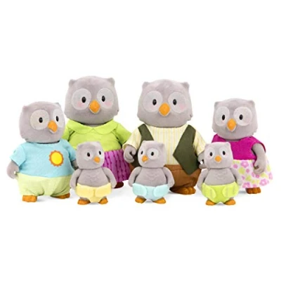 Image of Li&#039;l Woodzeez WZ6722Z Large Grandparents Battat McHoot Owl Family 7pc Set with Miniature Figurines Animal Toys and Accessories for Kids Age 3+