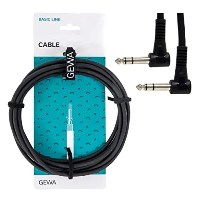 Image of GEWA patch cable Basic Line0.9m, black, 6.3 mm angle jack stereo stereo, 190380