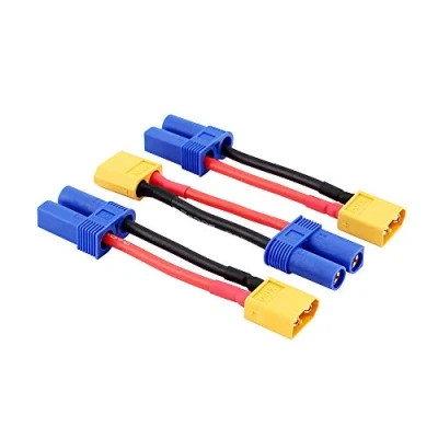 Image of OliRC 3pcs Male XT60 to Female EC5 Losi Connector Adapter for Turnigy 8ight SCT LiPo with 14awg 5cm Cable(C75 3)