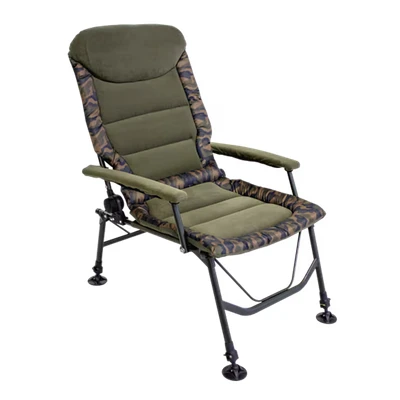 Image of Dellonda Deluxe Portable Fishing/Camping Chair, Reclining, Padded Armrests and Back, Adjustable Height, Rotating Feet for Multiple Terrain, Foldable DL73