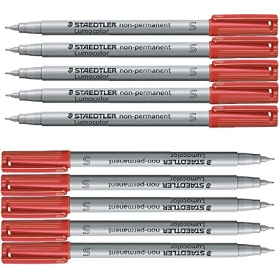 Image of STAEDTLER 311 2 Lumocolor Non Permanent Pen, Superfine Line Width, 0.4mm Red (Box of 10)