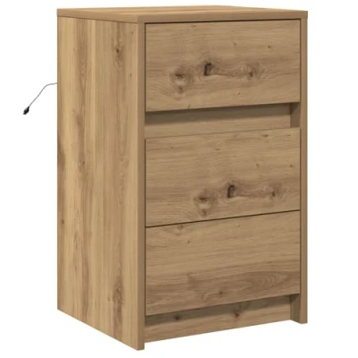 Image of vidaXL Bedside Cabinet with LED Lights Artisan Oak Engineered Wood