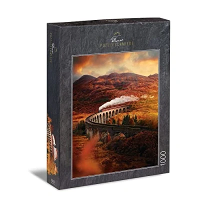 Image of Ulmer Puzzleschmiede Glenfinnan Viaduct Puzzle Scenic 1000 Piece Scotland Jigsaw the Railway in Scottish Highlands a Known Movie Motif as