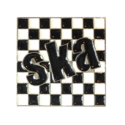Image of Chequerboard SKA 2 Tone Black &amp; White Music Metal Enamel Badge