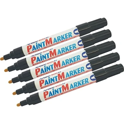 Image of artline 2.3mm 400XF BLACK Indelible Paint Marker Pen UV Resistant Waterproof Ink (5 x Markers)