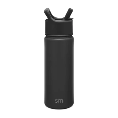 Image of Simple Modern Kids Water Bottle with Straw Lid Vacuum Insulated Stainless Steel Metal Thermos Bottles Reusable Leak Proof BPA Free Flask for School Summit Collection 18oz, Midnight Black