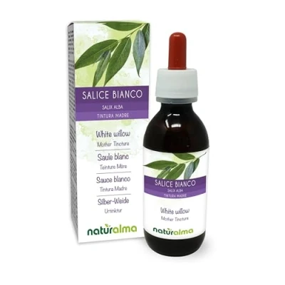 Image of White Willow (Salix alba) bark Alcohol Free Mother Tincture Naturalma Liquid Extract Drops 120 ml Food Supplement Vegan