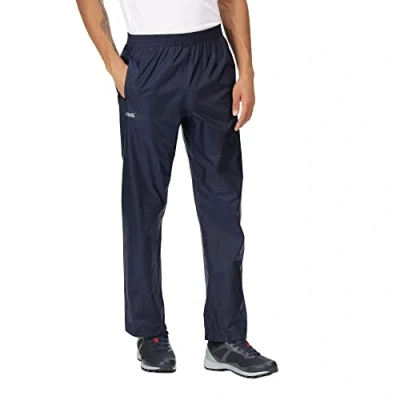 Image of Regatta Mens Pack It Waterproof Outdoor Overtrousers with Pockets &amp; Packaway Bag, Lightweight, Breathable Perfect for Walking, Hiking Trekking Navy