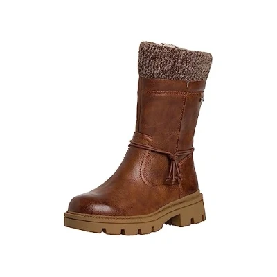 Image of Jana Women&#039;s Softline 8 26472 41 Komfortable Mehrweite Bequemschuh Wasserabweisend Rutschfest Warm Gefüttert Ankle Boot, Cognac, 9 UK