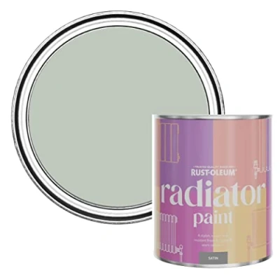 Image of Rust Oleum Green Heat Resistant Radiator Paint in Satin Finish Chalk 750ml
