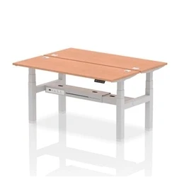 Image of Air B2B 1600x600mm Height Adjustable 2P Bench Desk CP Beech/Silver