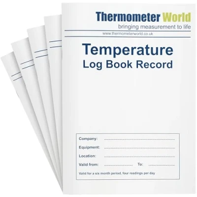 Image of Pack of 5 X Temperature Log Books 6 Months Records Monitor Fridge Freezer Book Food Safety and Hygiene