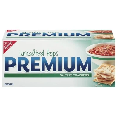 Image of Premium Saltine Crackers Unsalted Tops, 16 oz