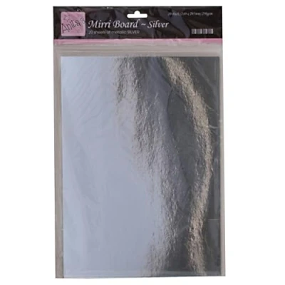 Image of Anita&#039;s Mirri Board, A4, Silver, Pack of 20, Shiny, Mirrored Craft Card, for Art, Craft, School Homework, Crown Making, Cardstock, Supplies