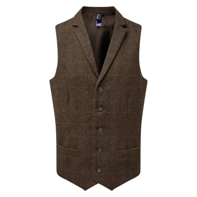 Image of Premier Mens Herringbone Waistcoat (Brown Check) Size X Large