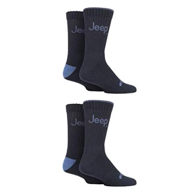 Image of Mens 4 Pair Jeep Performance Boot Socks Navy / Denim 6 11