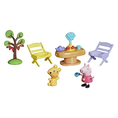 Image of Peppa Pig Peppa&#039;s Adventures Tea Time with Accessory Set, Preschool Toy, Figure and 5 Accessories, for Ages 3 Up