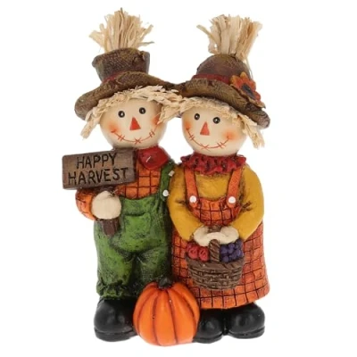 Image of Shudehill Giftware Autumn Harvest Scarecrow Couple Boxed Gift, Great for Halloween