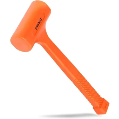 Image of NEIKO 02849A 4 Lb Dead Blow Hammer, Neon Orange Unibody Molded Checkered Grip Spark and Rebound Resistant
