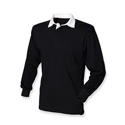 Image of Front Row Classic Rugby Shirt : Color Black Size 4XL