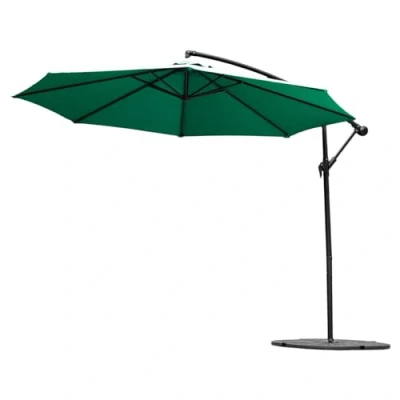 Image of Harrier 3m Cantilever Parasol Adjustable Outdoor Patio Umbrella, Weather Resistant Canopy Optional LED Solar Lights &amp; Bases [5 Colours] (Dark Green Lights, Only)