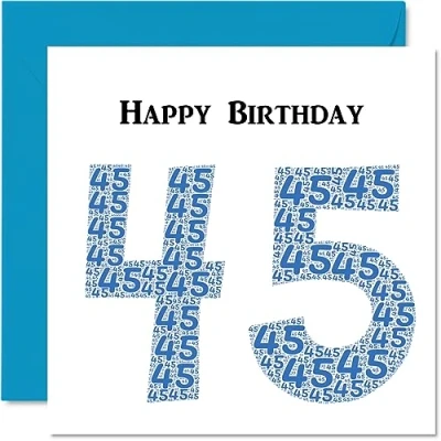 Image of Fun 45th Birthday Cards for Men Shapecloud Happy Card Dad Mum Brother Sister Grandad Nanny Grandma Uncle Auntie, 145mm x Greeting Cards,