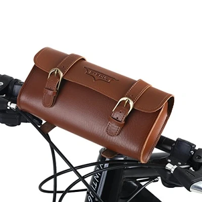 Image of Retro Bicycle Bag, Style Artificial Leather Front Frame Bag Bike Pouch Cycling Accessory