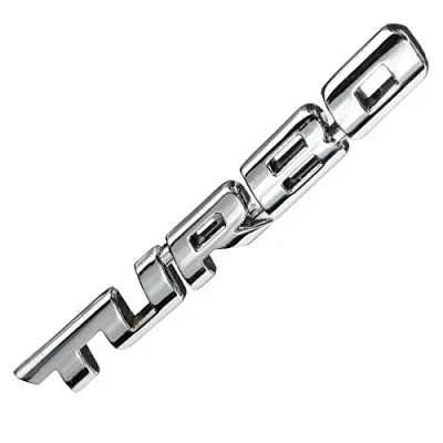 Image of Alamor Turbo 3D Metal Car Sticker Decals Lettering Body Rear Tailgate Badge compatible with Auto Silver