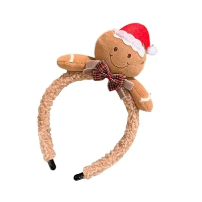 Image of Kingke Festives Gingerbreads Cartoon Headgear Soft Headbands Christmas Themed Hair Hoop For Holiday Parties Comfortable