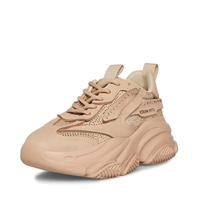 Image of Steve Madden Women&#039;s Possession Sneaker, Blush Rhinestone, 3.5 UK