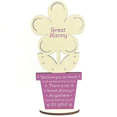 Image of RED OCEAN Novelty Gift For Great Nanny Wooden Flower Birthday