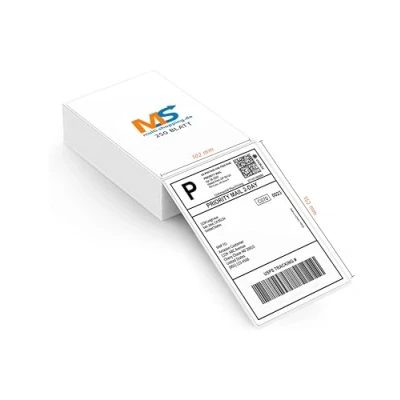 Image of Shipping Labels 4x6 102x152mm Direct Thermal Stickers Water Resistant, Oil Scratch Resistant Self Adhesive Perforated Fanfold Works with Rollo, Zebra, MUNBYN Printer