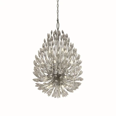 Image of Peacock 20 Light Ceiling Pendant, Crystal &amp; Metal
