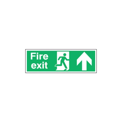 Image of Sitesafe Fire Exit Arrow Up Rigid PVC Sign 450 x 150mm