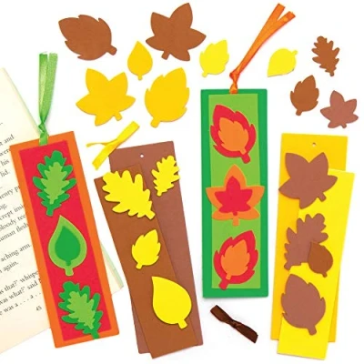 Image of Baker Ross AX287 Autumn Bookmark Kits Pack of 8, Make Your Own Book Mark for Creative Arts and Crafts Projects, Learning to Read