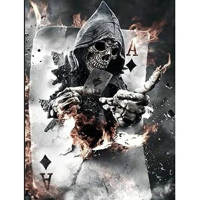 Image of Colorful Paint by Numbers Kits with Brushes and Acrylic Pigment DIY Canvas Painting for Kids Adults Beginner, Oil 16 x 20 inch grim Reaper Skeleton frameless