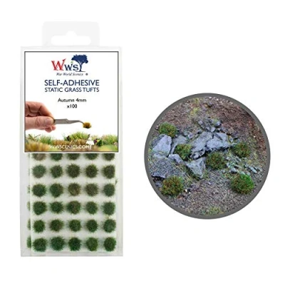 Image of War World Scenics Self Adhesive Static Grass Tufts x 100 Autumn, 4mm Model Railway Wargame Scenery Railroad Modelling Diorama Miniature Hobby Tabletop