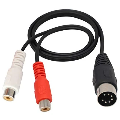 Image of zdyCGTime Din Midi 7 pin extension cable,2 RCA Female to Male Audio adapter cable,Compatible with Bang &amp; Olufsen B&amp;O, Naim, Quad.Stereo Systems.(0.5 m / 1.6 ft)
