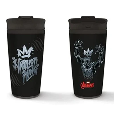 Image of Pyramid International Marvel Black Panther Metal Mug (Warrior King Design) 16oz Travel Mug, Coffee Official Merchandise