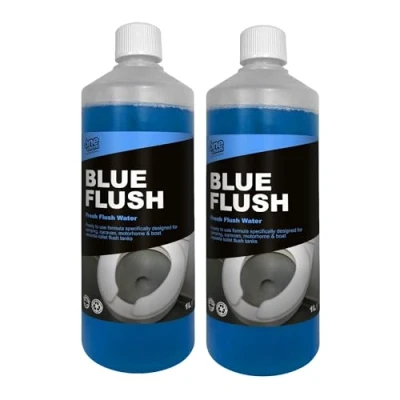 Image of One Chem Professional Toilet Cleaner Blue Flush for Caravans &amp; Motorhomes, 2 x 1 Litre, Formaldehyde Free, Fluid